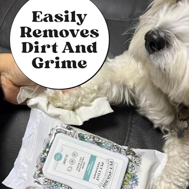 Poo-Pourri Pawsitively Fresh Deodorizing Pet Wipes ¨C Quick Cleaning Wipes for Dogs & Cats ¨C Plant Based Ingredients ¨C Vet Recommended ¨C Cleaner Odor Remover Wipes for Paw, Fur & Skin Soothing-sYdMN50Q