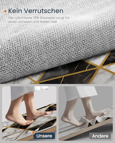 Tapis marbre noir antid&eacute;rapant pour s&eacute;curiser et d&eacute;corer le salon