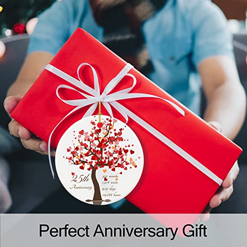 25Th Anniversary Ornament, Gifts For 25Th Wedding Anniversary, 25 Years Anniversary Valentines Gifts For Couples,Her,Him, 2.9" Ceramic 25Th Anniversary Christmas Ornaments 2023 #TOP6
