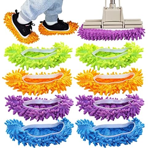 4 Pairs (8 Pieces) Mop Slippers Shoes Cover Dust Duster,Multi Function Reusable Microfiber Dust Mops,Floor Cleaning Shoes for Bathroom,Office,Kitchen,House Polishing Cleaning Cover