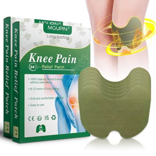 48 PCs Knee Pain Relief Patches,MQUPIN Pain Wormwood Relief Patch Plaster Warming Moxibustion,Up to 24h No Side Effect,Natural Herbal Patch for Arthritis Neck Shoulder Muscle Muscle Joint Pain Relief