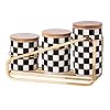Kitchen Countertop Ceramic Lattice Pattern Airtight Glass Set - A Set of 3 Kitchen Jars with Layered Shelves Sealed Flour and Sugar Containers Coffee and Tea Storage Black