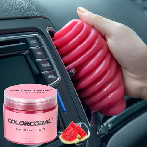 COLORCORAL Cleaning Gel for Car Universal Gel Cleaner Auto Detailing Car Vent Keyboard Cleaning Putty Car Interior Cleaner Dashboard Dust Remover Putty Auto Duster Cleaning Kit 160G - Rose Red