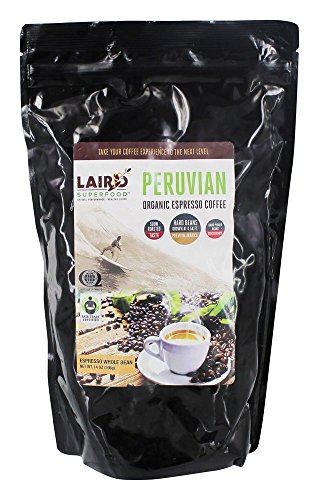 Laird Superfood Espresso Roast Caffeinated Coffee - Ethically Sourced Premium Whole Coffee Bean, 14oz Bag