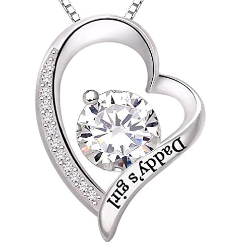 ALOV Jewelry Sterling Silver"Daddy's girl" Love Heart Pendant Necklace Cover