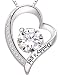 ALOV Jewelry Sterling Silver Daddy's Girl Love Heart Cubic Zirconia Pendant Necklace