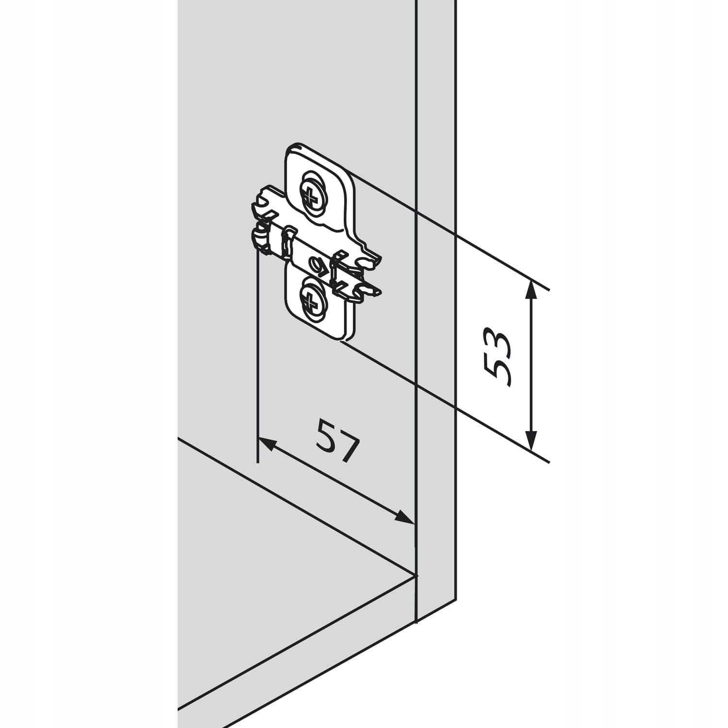 Blum 174E6100.01 - Piastra di montaggio ad ala con viti EXPANDO premontate e spazio zero - nichel