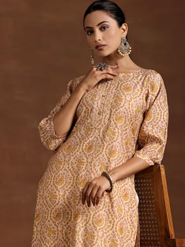 Image of Libas Womens Printed Silk Straight Kurta for Women Suit