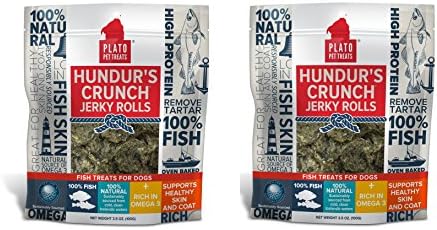 Plato Pet Treats, Hundur's Crunch, Jerky Rolls, 3.53-Ounce (Pack of 2)