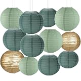 Grün Gold Papier Lampions Set SalbeiGrün Eukalyptus Papierlampions