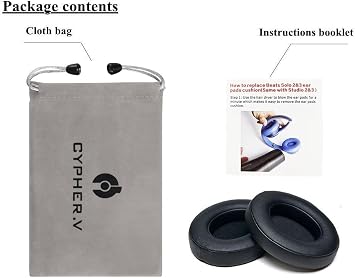Replacement Ear Pads Cushions, Earpads Cover Compatible with Beats Studio 2 and Studio 3 Over Ear Headphones by Dr.DRE 1 Pair (Black) | Earpads Cushions 1 Pair Protein Leather, Memory Foam, Storage Bag, Spare Adhesive , Installation Booklet