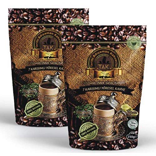 Ottoman Style Turkish Dibek Handmade Grounded Coffee Terebinth Halal - Seven Flavors In One, Soft Coffee #TOP4