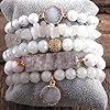 Yomisa 5PCS Natural Boho Beaded Bracelets for Women Men,Healing Turquoise Jasper Agate Crystal Gemstone Stone Diamond Chakra Multilayer Wrap Bohemian Handmade Jewelry Beads Stretch Bracelet Set #4