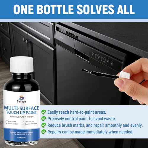 Image of Black Touch Up Paint Semi-Gloss Black Multi Surface Acrylic Touch Up Paint Pen Repair for Metal,Wall,Door,Appliance,Cabinets,Wood,Furniture,Enamel 1.5 Fl Oz Semi-Gloss