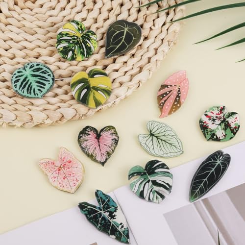 12 imanes decorativos con forma de hoja para refrigerador miniatura 3