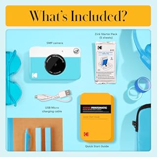 KODAK Printomatic Full-Color Instant Print Digital Camera, Zink 2x3" (5.1x7.5 cm) Sticky-Back Photo Paper, 5MP, Portable, Creative Fun Gift for Birthday, Christmas, Holiday, Blue