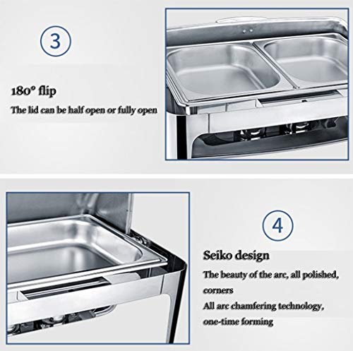 HSBAIS Speisenwärmer Buffetwärmer, Rechteckig 9 Qt Edelstahl Wärmebehälter Thick Ständerrahmen mit Deckel Chafing Dish… – Bild 4