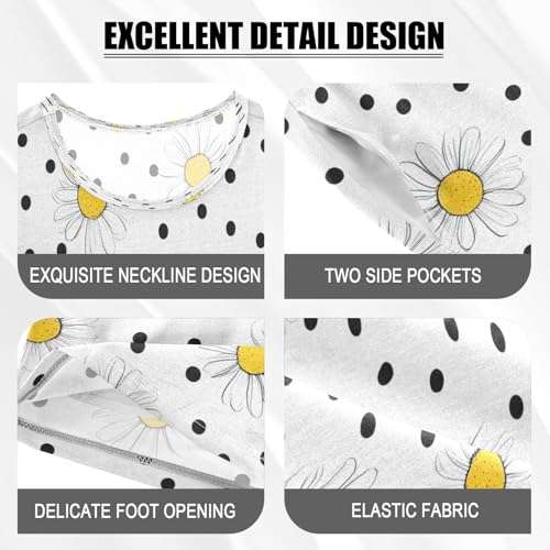 senya Short Sleeve Pajamas Sets Summer Cotton Sleepwear Yellow White Daisy4