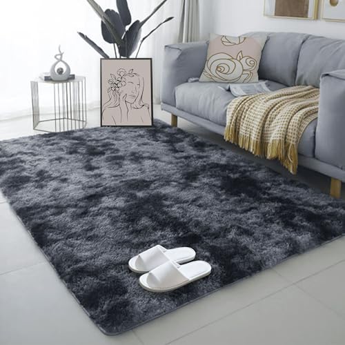 MEILIPA Living Room Rugs 240 x 360 cm Extra Large Shaggy Throw Rug Modern Home for Bedroom Dorm Nursery Kids Room Office Lounge Home Decor, Dark Grey