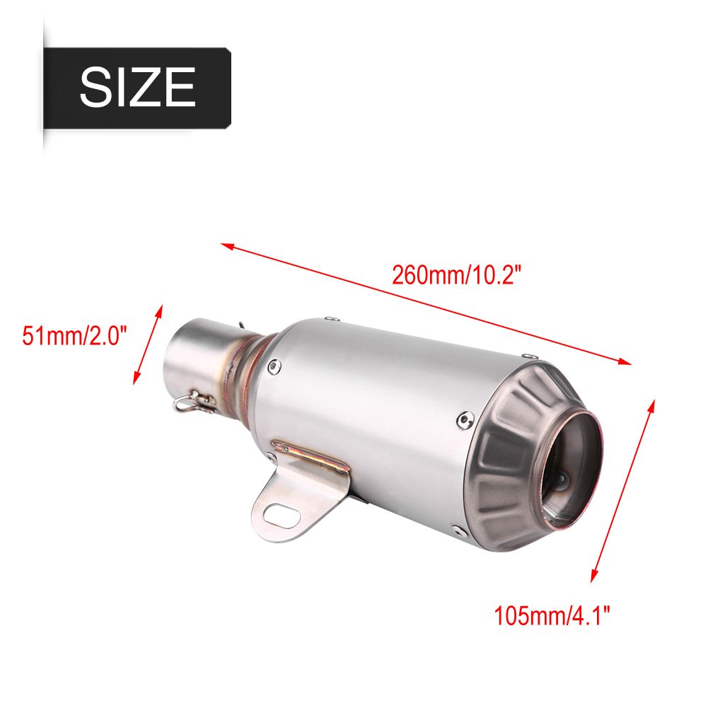 thumbnail: Universeel Roestvrij Stalen Uitlaatpijp 38-51mm - Edelstahl Endschalldämpfer Voor Motorfietsen