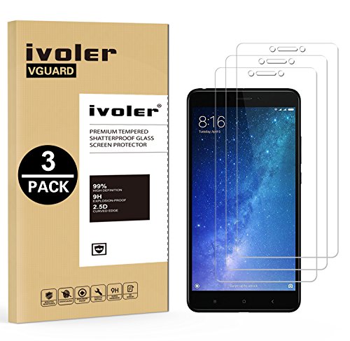 ivoler [3 Unidades] Protector de Pantalla para Xiaomi Mi MAX 2, Cristal Vidrio Templado Premium