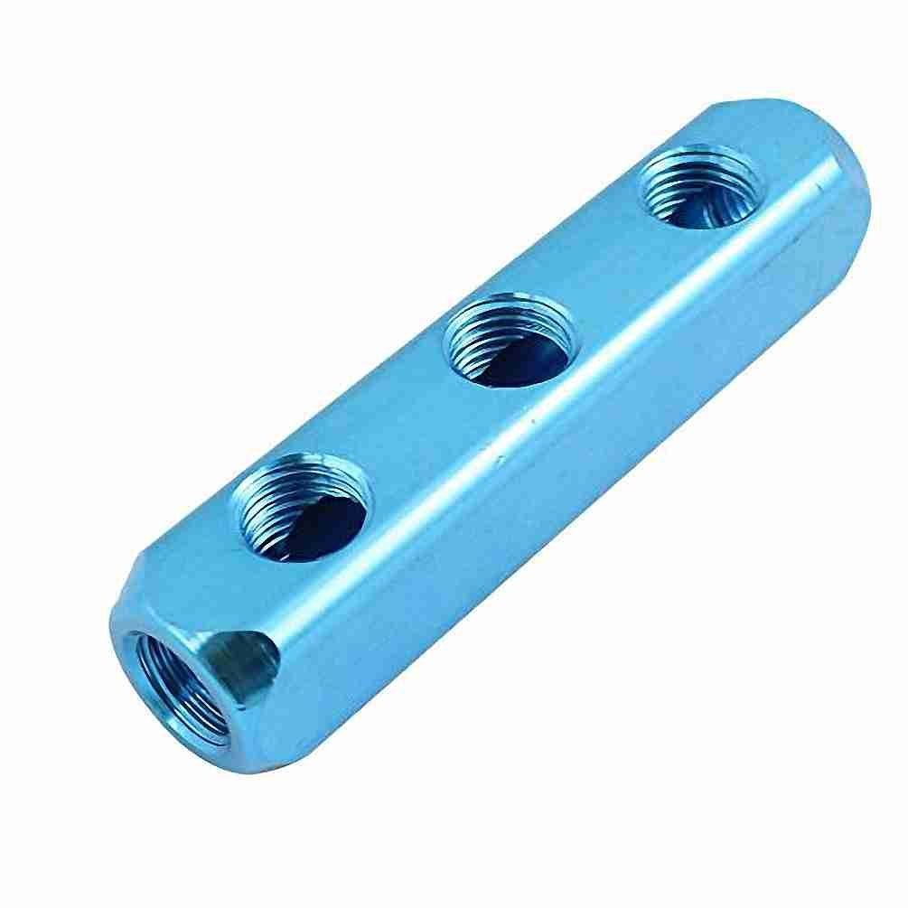 BaomainManifold Block Pneumatic 3 Way 6 Port 1/4" PT Threaded Ports Quick Connect Air Hose Inline