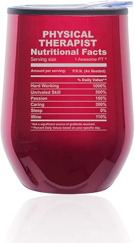 Miniatura 6 de Vaso de vino sin tallo, taza de viaje de café con tapa, datos nutricionales de fisioterapeuta, regalo divertido (oro rosa)