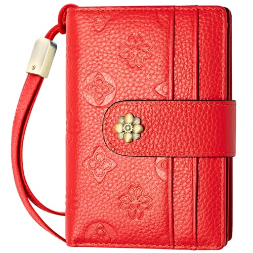 Image of XINNSTAR Small Wallet for Women RFID Blocking Leather Trifold Compact Card Wallets Ladies Wristlet Purse with Zipper Coin Pocket ID Window