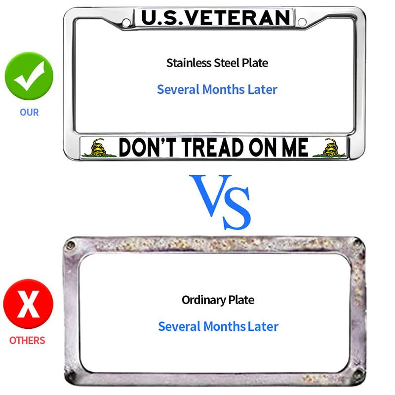 Image of US Army Vet License Plate Frame for Independence Day US Army Veteran Rust-Proof License Plate Frame