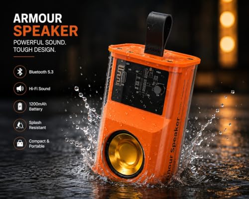 B-Monk Armour Transparent Bluetooth Speaker Gold - Image 3