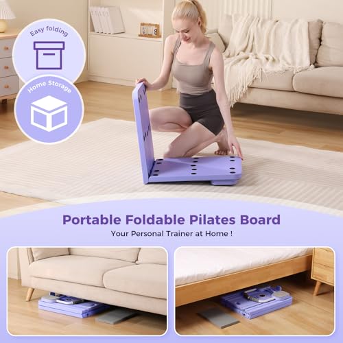Portable Pilates Reformer Machine for Home Gym - Auto-Rebound Pilates Board with Abdominal Core Trainer & Full Body Workout | Professional Pilates Equipment for Men/Women - Image 6
