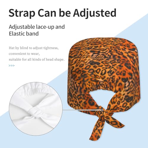 Image of Working Cap Scrub Cap with Sweatband Adjustable Unisex Women Tie Back Hat Nurse Surgical Caps