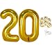 Number 20 and Gold Confetti Balloons - Large, 40 Inch Foil Gold Balloons | 5 Gold Confetti Balloons, 12 Inch | 20th Birthday Party Decorations | Party Supplies for Anniversary Dcor