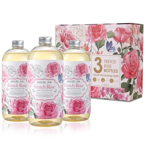 ROMIIE ZOI Liquid Hand Soap Refill, Rose, 26 Fl Oz, 3-Pack