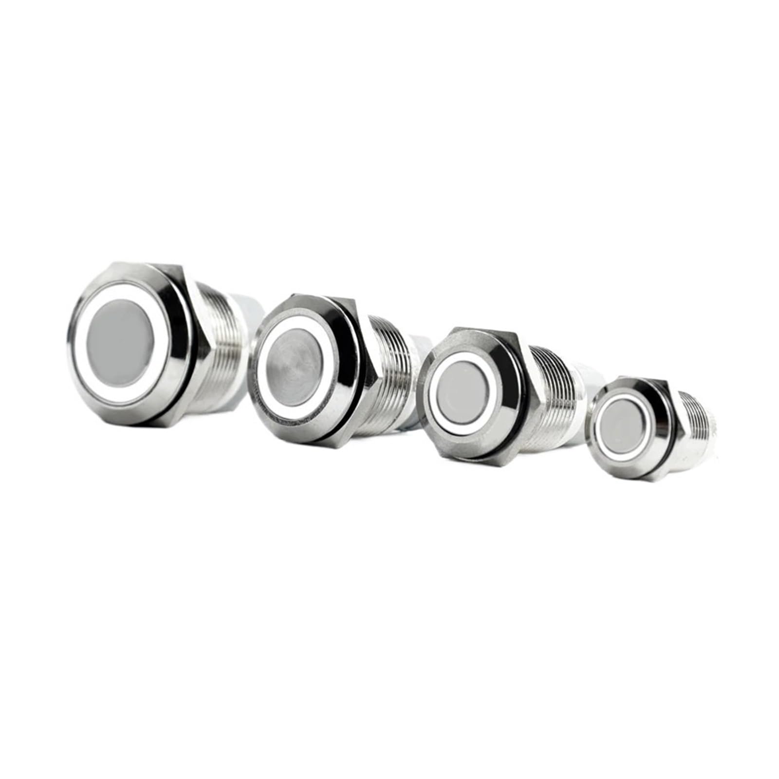 FJSAYDYW 1PCS Flat Head LED Metal Button Waterproof(White,22MM_MOMENTARY_12-24V)