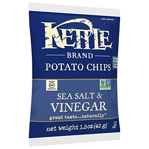 Image of Kettle Brand Potato Chips, Sea Salt and Vinegar, Single-Serve 1.5 Ounce (Pack of 64)