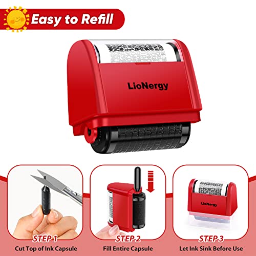 Identity Protection Roller Stamp Lionergy 1.5 Inch Wide Roller Identity Theft Prevention Security Stamp - Red #TOP2