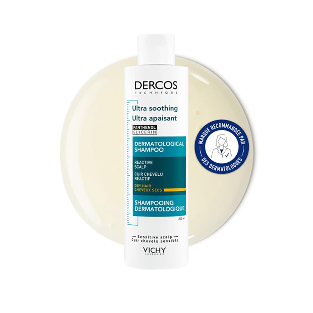 Dercos - Shampoing Anti Démangeaisons Ultra-Apaisant - Shampooing Cheveux Secs ou Colorés - Confort de 48h - Apaise Démangeaisons, Picotements et Brûlures - Efficacité Cliniquement Prouvée