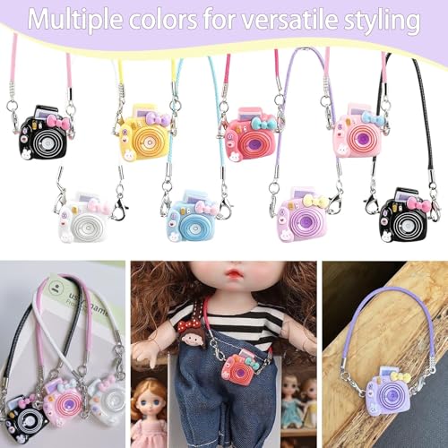 fernfern 8Pcs Miniature Camera for Doll, Cute Accessories Set Vintage Prop Camera for 17cm Doll Dress-up, Fashion Mini Costume Supplies Toys - Thumbnail 2