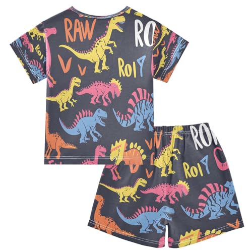 senya Short Sleeve Pajamas Sets Summer Cotton Sleepwear Pink Blue Dinosaur2
