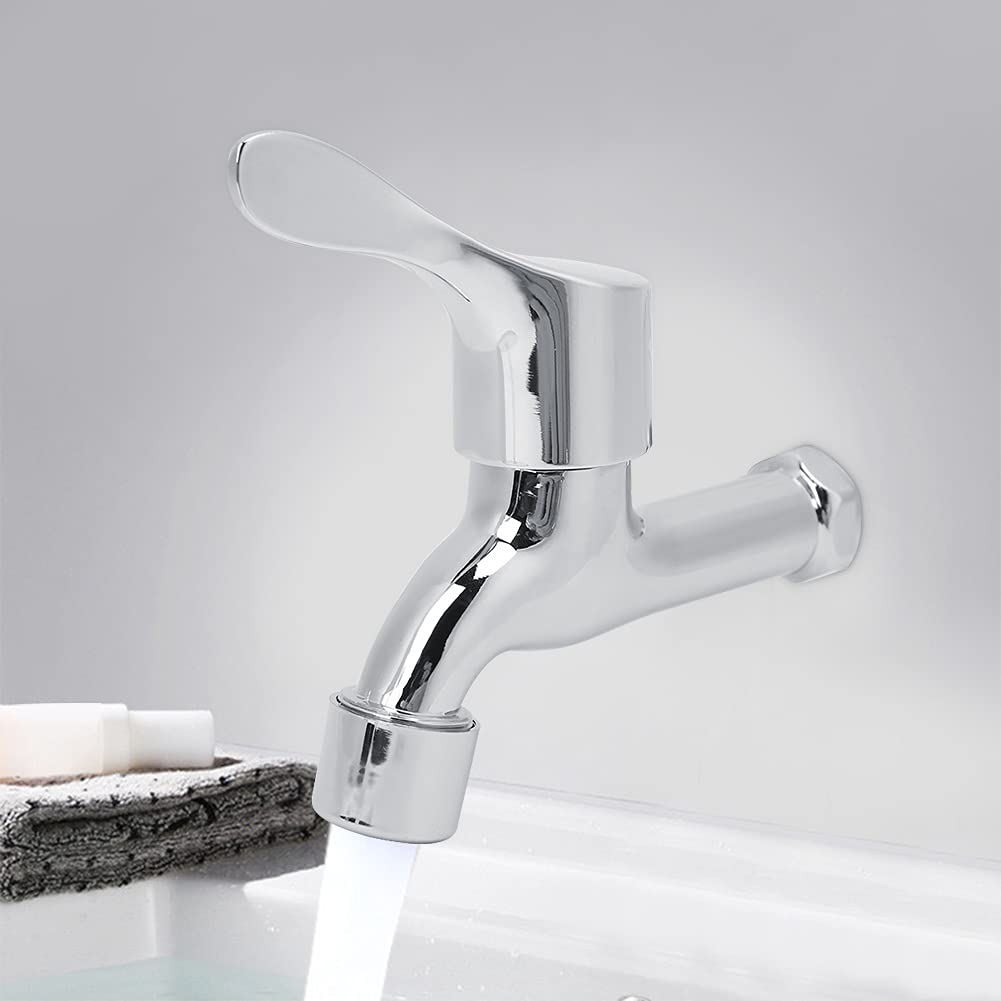 Water Tap G1 2in Zinc Alloy Chrome Plated Single Cold Water Sink Water Tap Bathroom Faucet Lavatory Washbasin — view 2