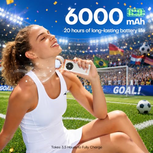Image of 6000mAh Portable Handheld Fan with Ice Cooling, 199 Levels Stepless Speed, 20H Long Battery Life, 20000RPM Turbo Fan Rechargeable Personal Mini Fan for Travel, Outdoor, Makeup (White)