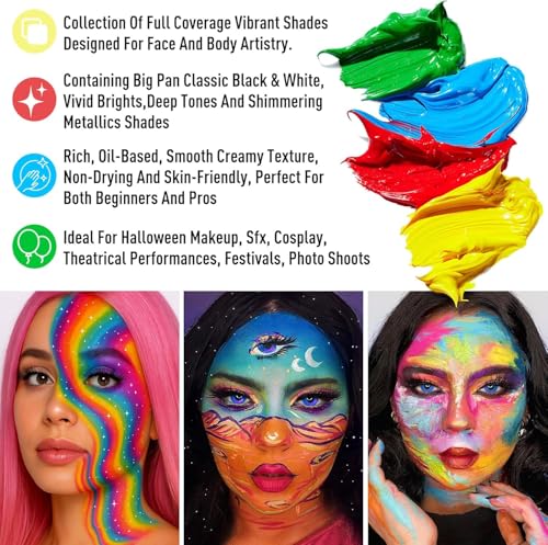 Image of Store2508 20 Colour Face and Body Paint Palette Oil Based Safe Non-Toxic Long Lasting Smooth Cream Makeup for Halloween Cosplay Festival SFX Art Kids and Adults