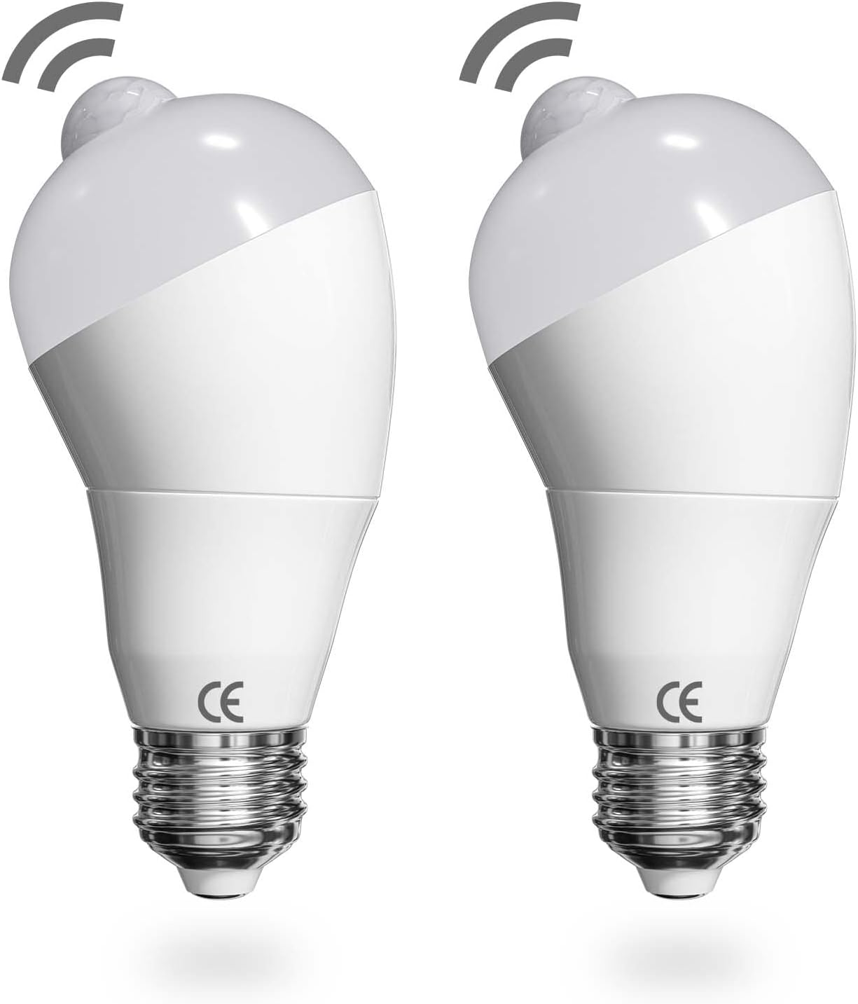 Aluxcia E26 PIR Motion Sensor LED Bulb, E26 Medium Base Motion Detector Light Dusk to Dawn Auto On/Off LED Night Light for Yard, Stairs, Garden, Carport and Storge Room Daylight 6000K, 2-Pack