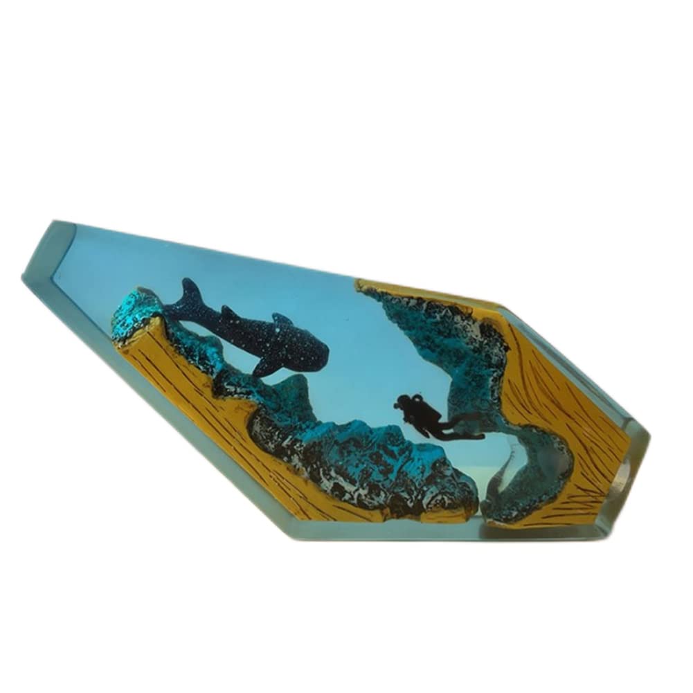 Hand Drums LED whale Night Light, Diver Humpback Whale Led Lights, Epoxy Resin Wood Lamp, New Year Gift For DIY Table Crafts Party Desk