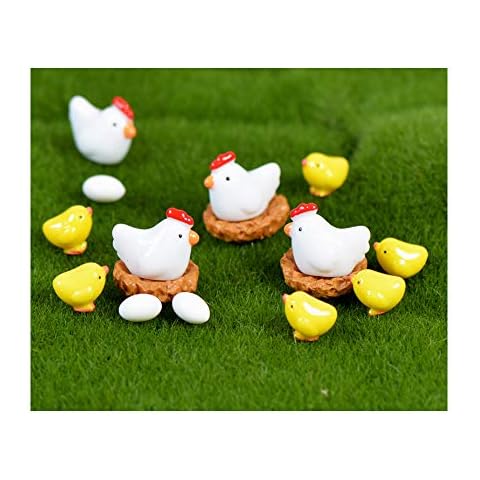 BoomTeck Miniature Garden Ornaments, 16 Pcs Mini Animal Chicken Ornament DIY Kits for Fairy Garden Bonsai Dollhouse Succulent Decor Home Decoration Cover