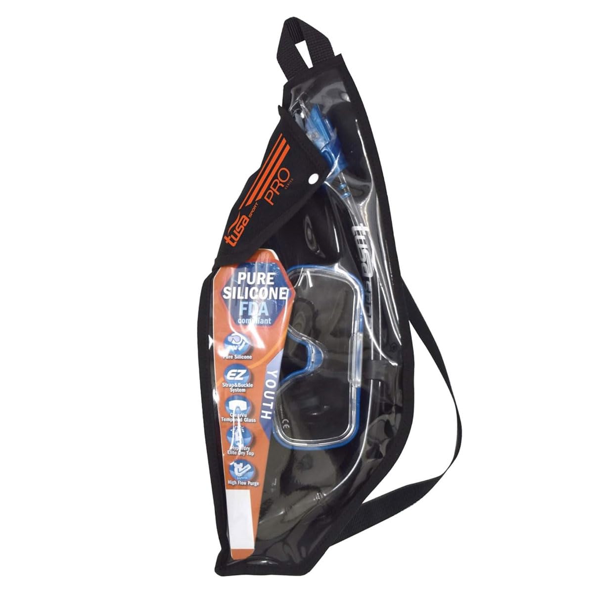 TUSA Sport Youth Mini-Kleio Maska i Dry Snorkel Combo, przezroczysty niebieski