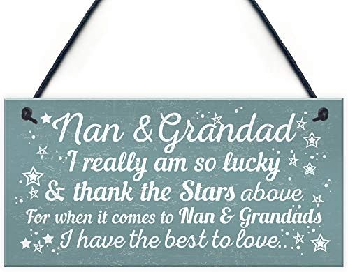 RED OCEAN Best Nan And Grandad Gift Home Hanging Plaque Grandparent Sign Keepsake THANK YOU Gift From Grandchildren