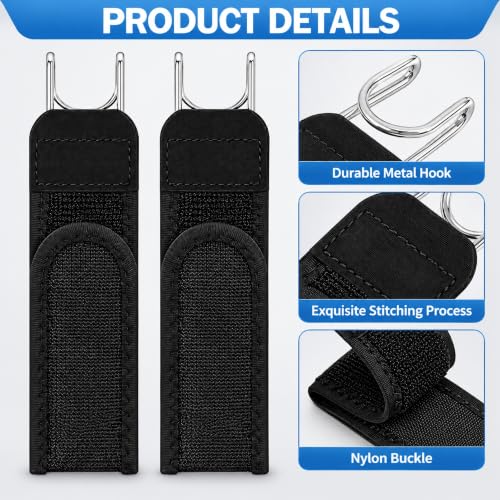 Image of Buckle-Free Elastic Waistband Belt Set of 2, Adjustable Metal Hook Stretch Straps, Invisible Belt Alternative for Jeans, Pants and Work Trousers for Men and Women
