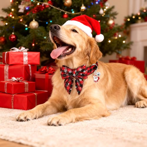 Weihnachtshalsband für Katzen und Hunde,Weihnachten Hundehalsband Einstellbar,Hunde Geschenke Weihnachten,Trainingshalsband(L)
